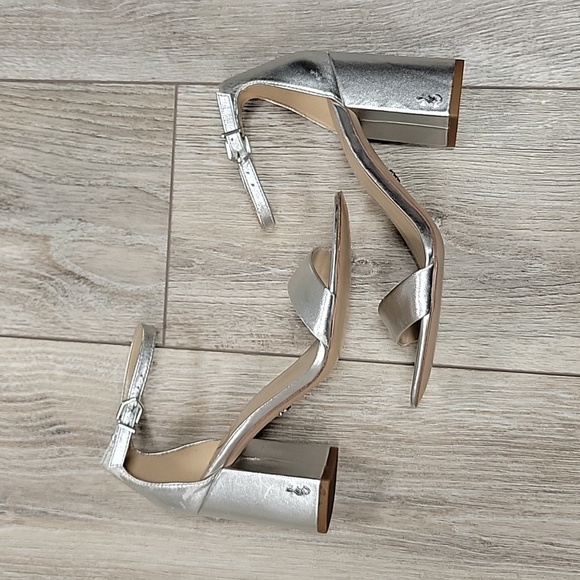 Sam Edelman Size 6 Silver Leather Daniella Block Heeled Sandal - Picture 5 of 15